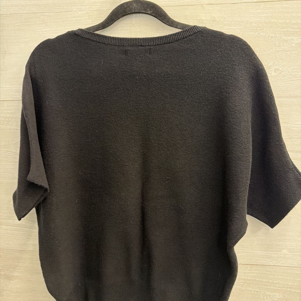 Quince Black Knit Short Sleeve Sweater Top Small