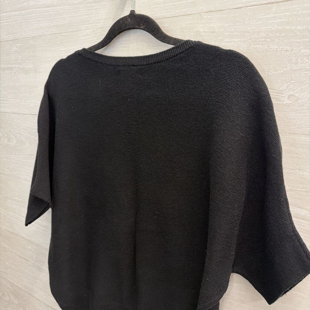 Quince Black Knit Short Sleeve Sweater Top Small