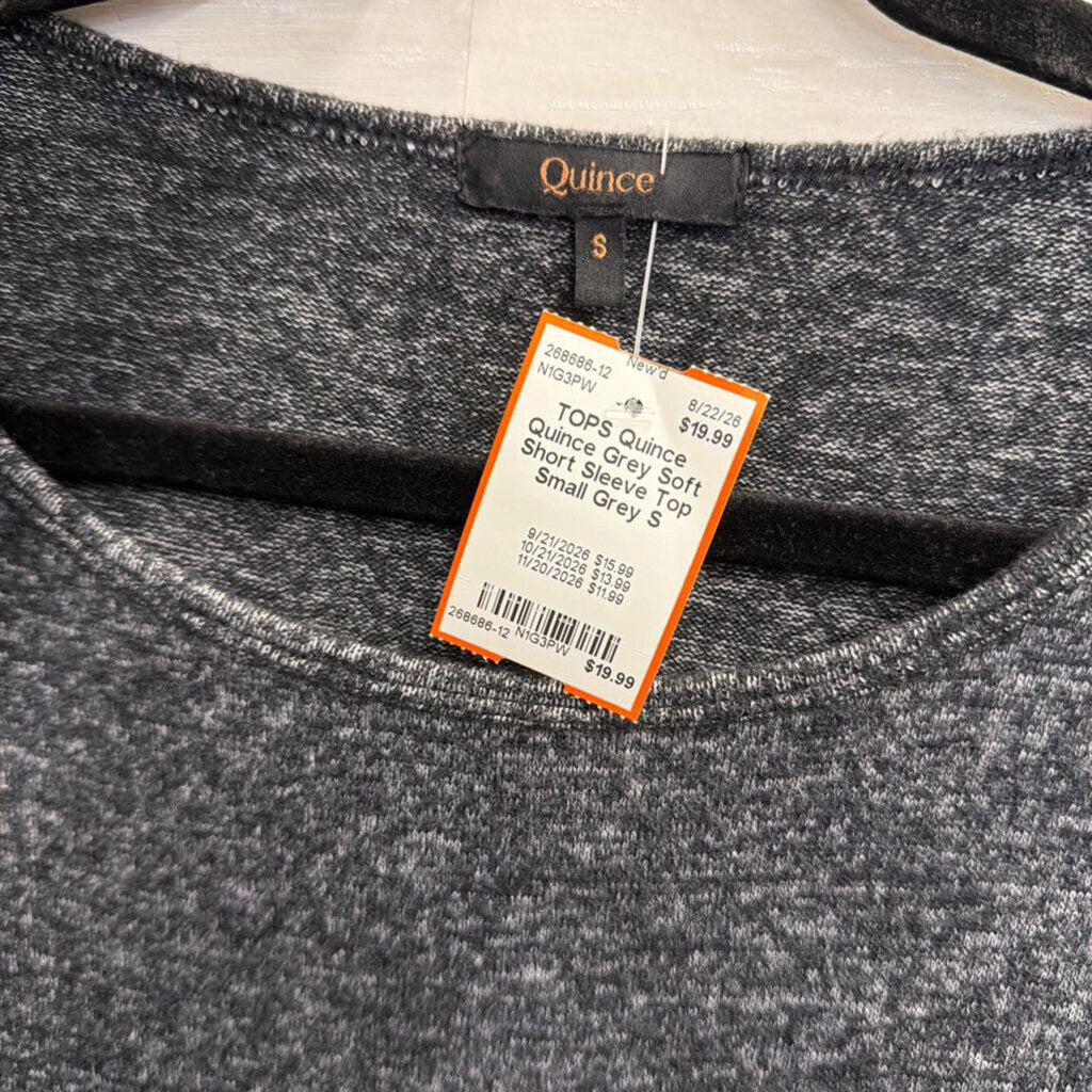 Quince Grey Soft Short Sleeve Top Small