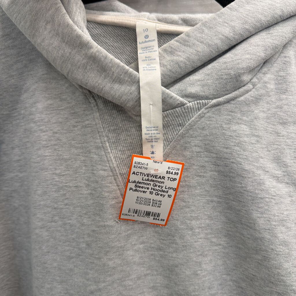 Lululemon Grey Long Sleeve Hooded Pullover 10