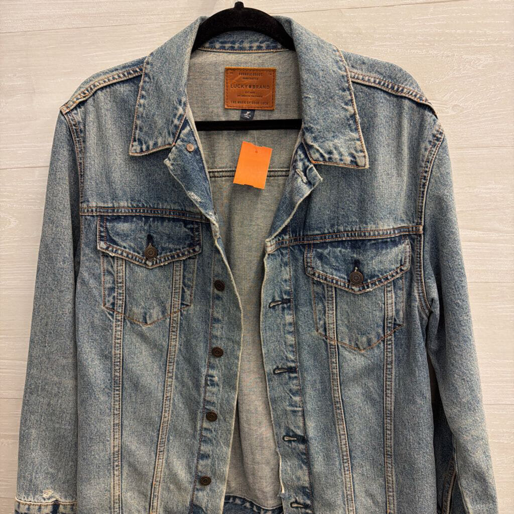 Lucky Brand Medium Wash Oversized Denim Jacket Small