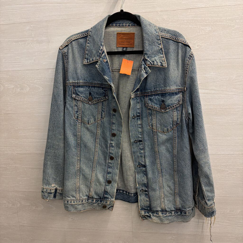 Lucky Brand Medium Wash Oversized Denim Jacket Small