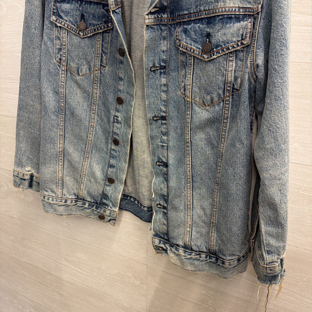 Lucky Brand Medium Wash Oversized Denim Jacket Small