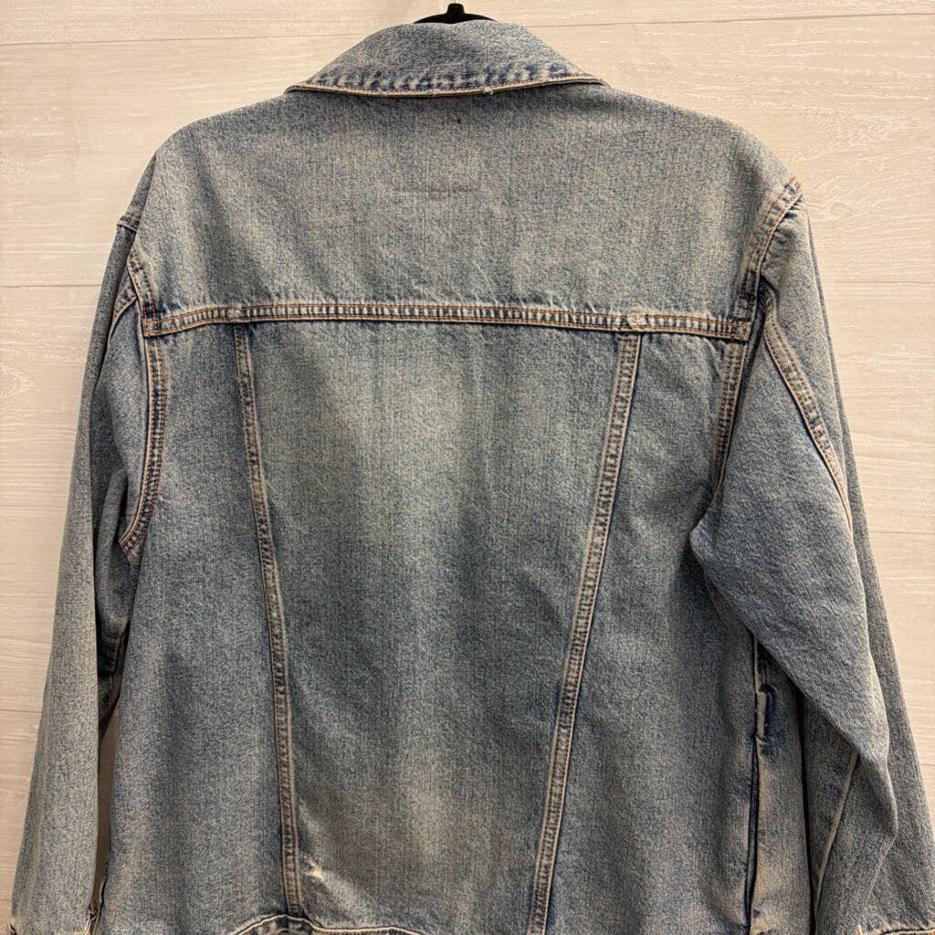 Lucky Brand Medium Wash Oversized Denim Jacket Small