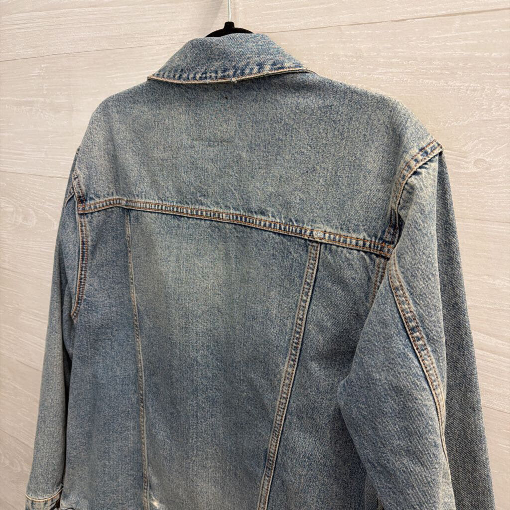 Lucky Brand Medium Wash Oversized Denim Jacket Small