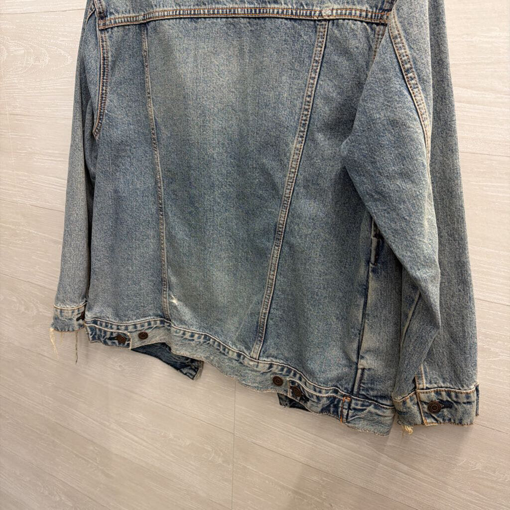 Lucky Brand Medium Wash Oversized Denim Jacket Small