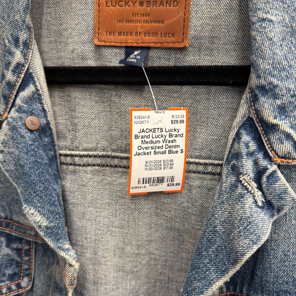 Lucky Brand Medium Wash Oversized Denim Jacket Small