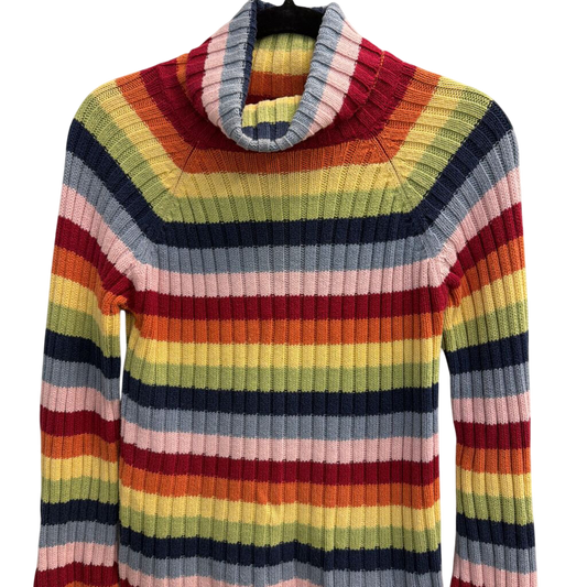 By Next Era Multi Color Striped Knit Turtleneck Sweater Top Medium