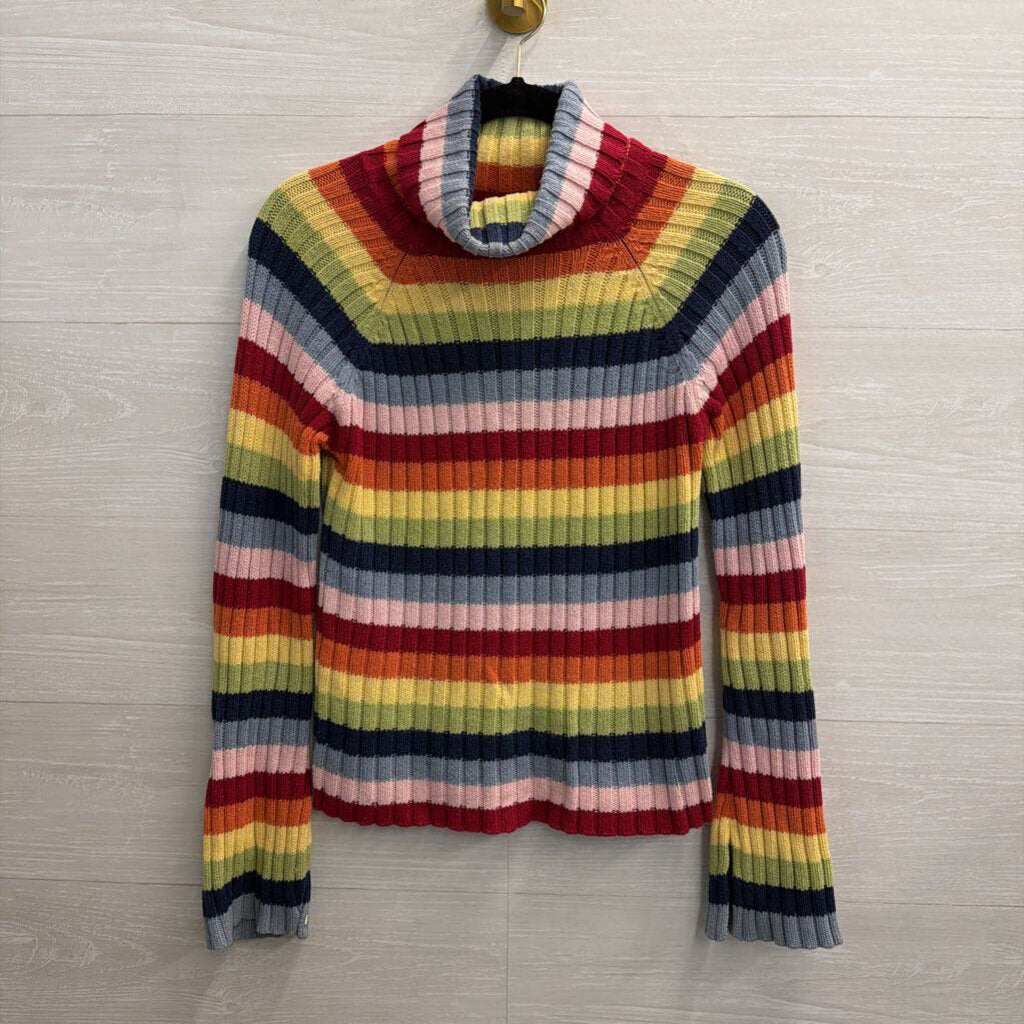 By Next Era Multi Color Striped Knit Turtleneck Sweater Top Medium