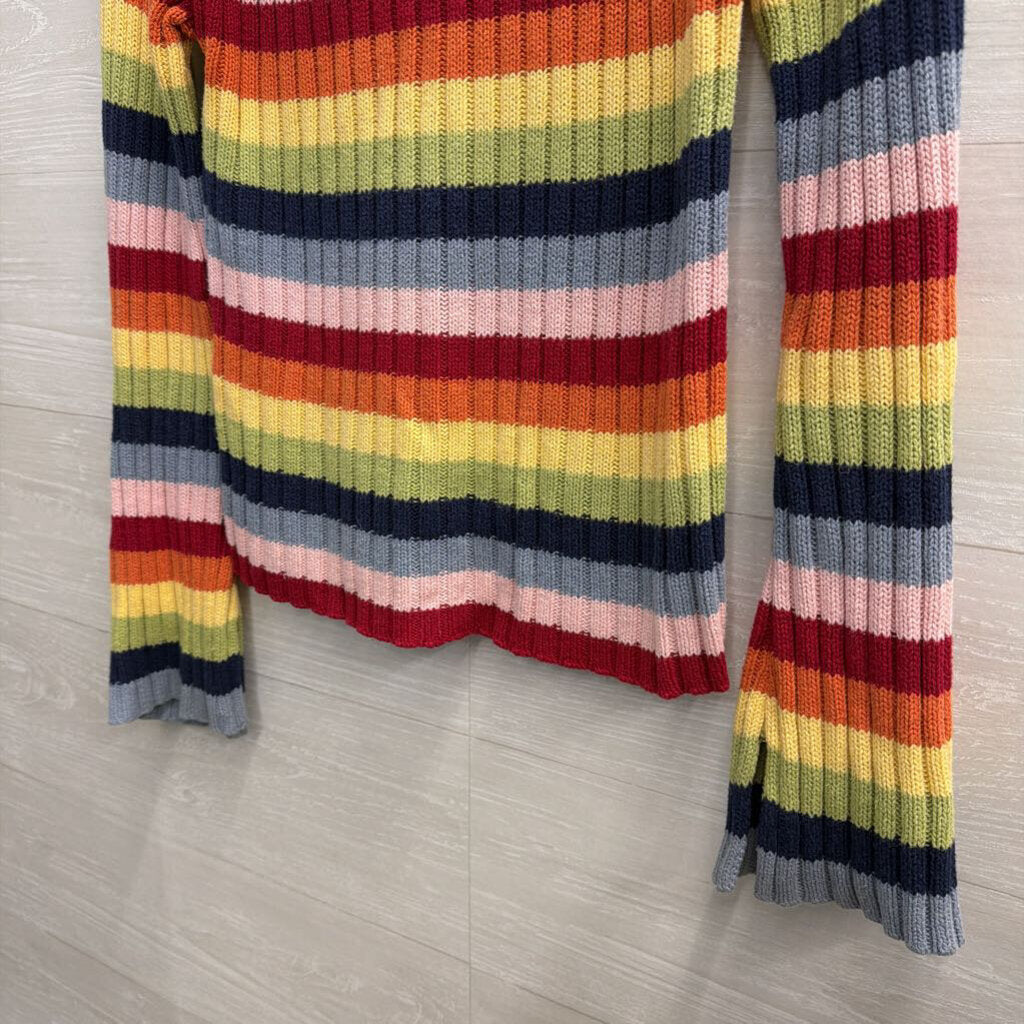 By Next Era Multi Color Striped Knit Turtleneck Sweater Top Medium