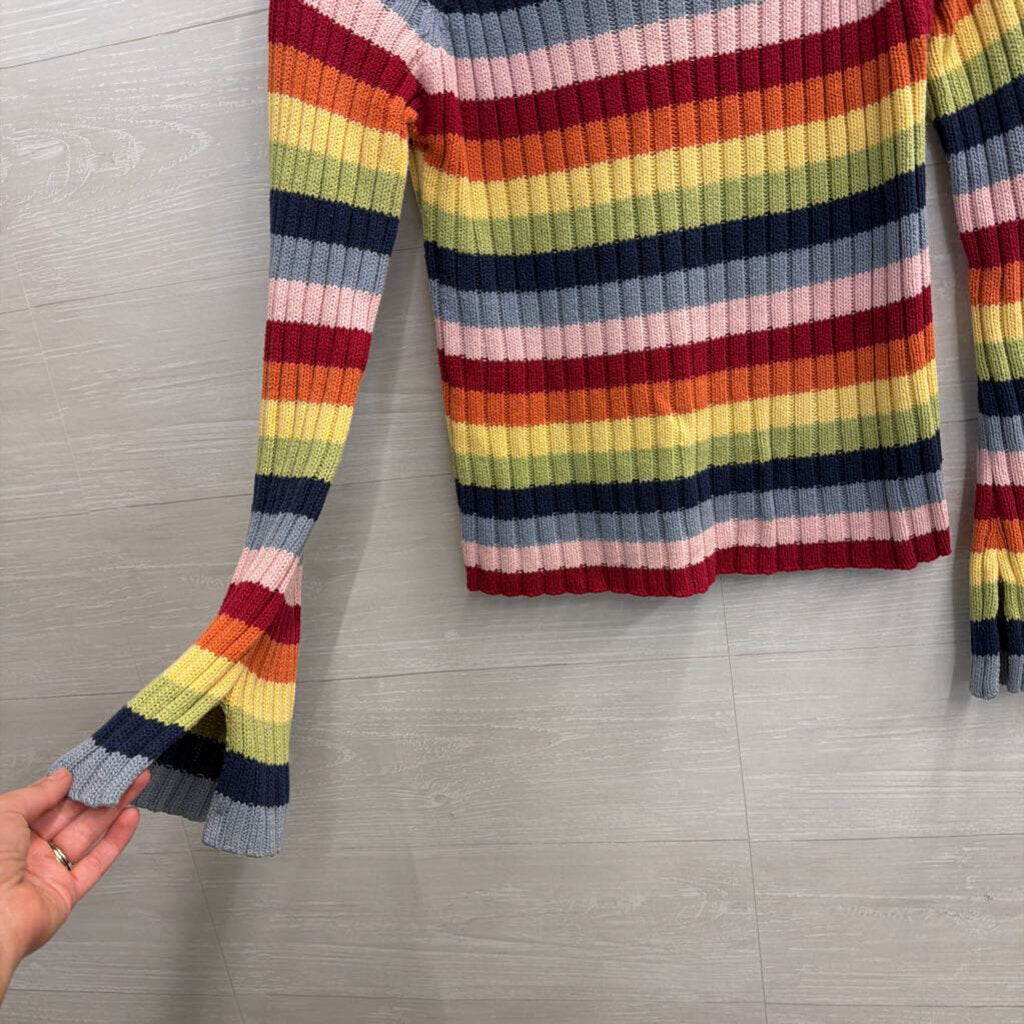 By Next Era Multi Color Striped Knit Turtleneck Sweater Top Medium