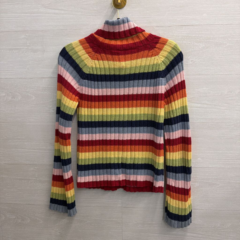 By Next Era Multi Color Striped Knit Turtleneck Sweater Top Medium