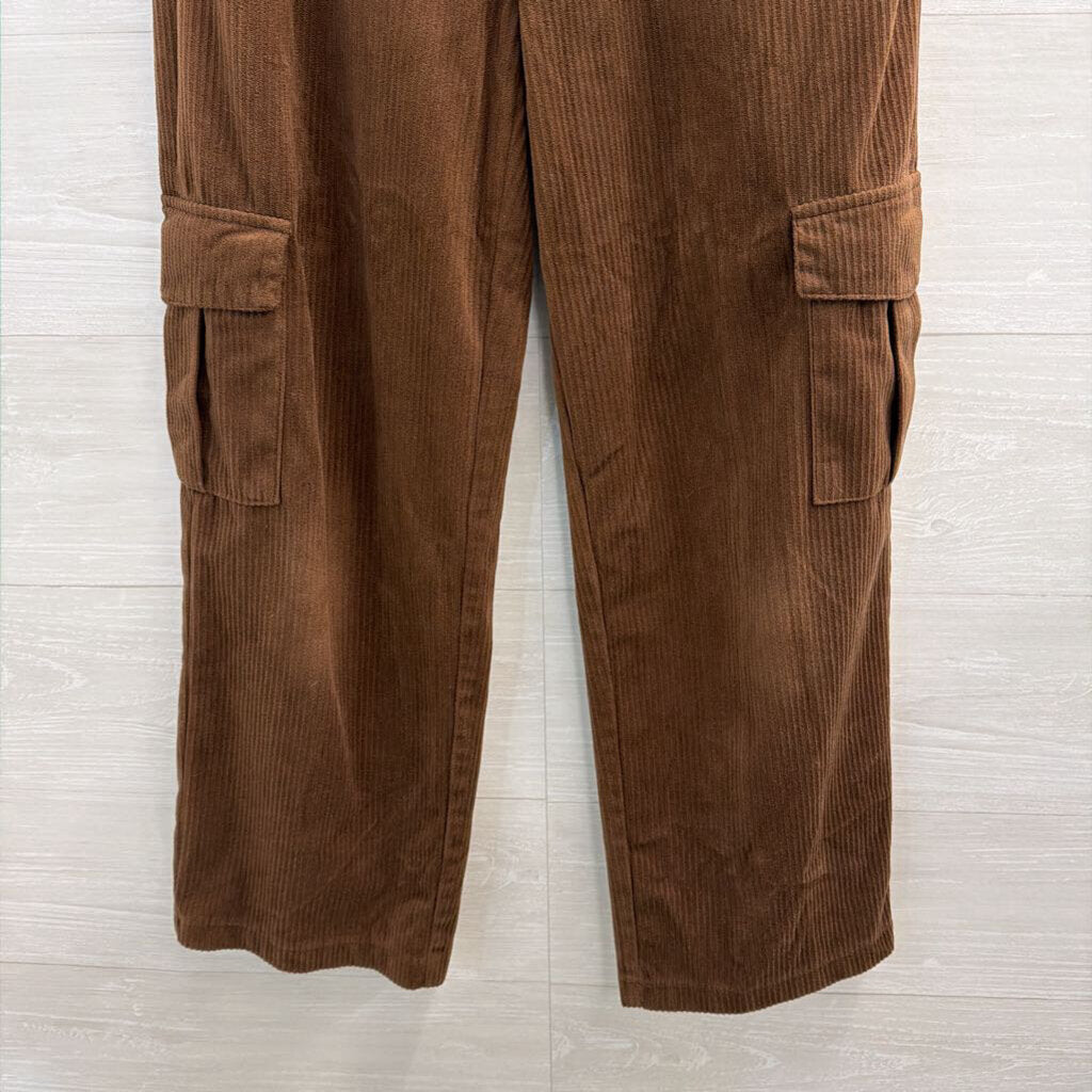 Brown Corduroy Wide Leg Cargo Pocket Pants Small