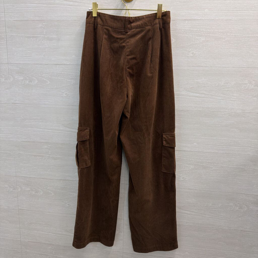 Brown Corduroy Wide Leg Cargo Pocket Pants Small