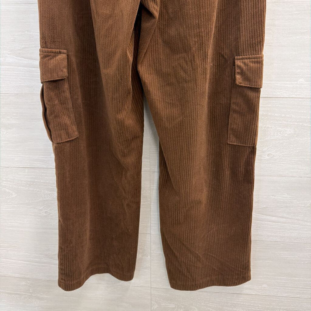 Brown Corduroy Wide Leg Cargo Pocket Pants Small
