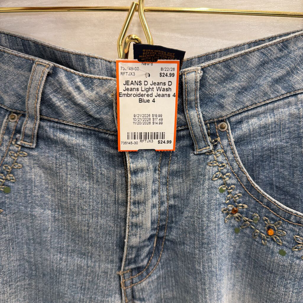 D Jeans Light Wash Embroidered Jeans 4