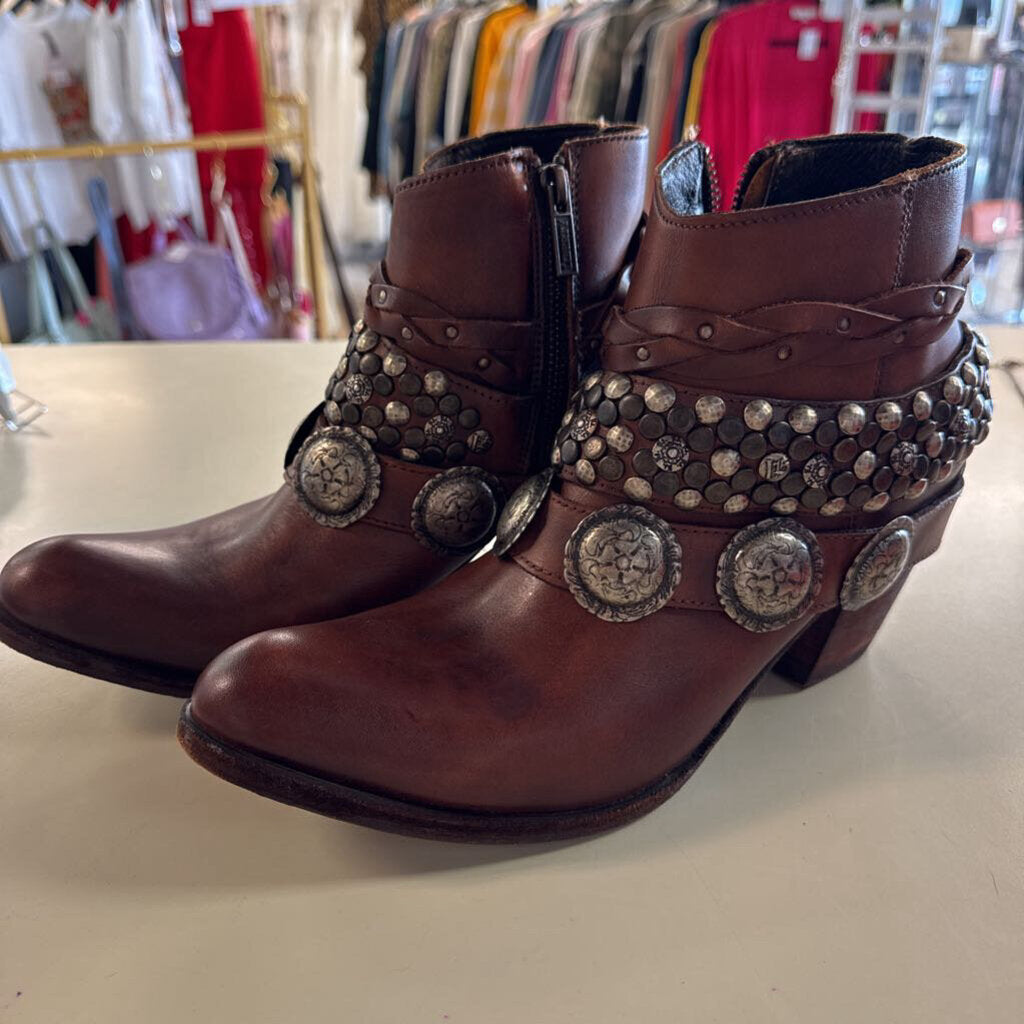 Liberty Black Brown Leather Western Ankle Boots 9