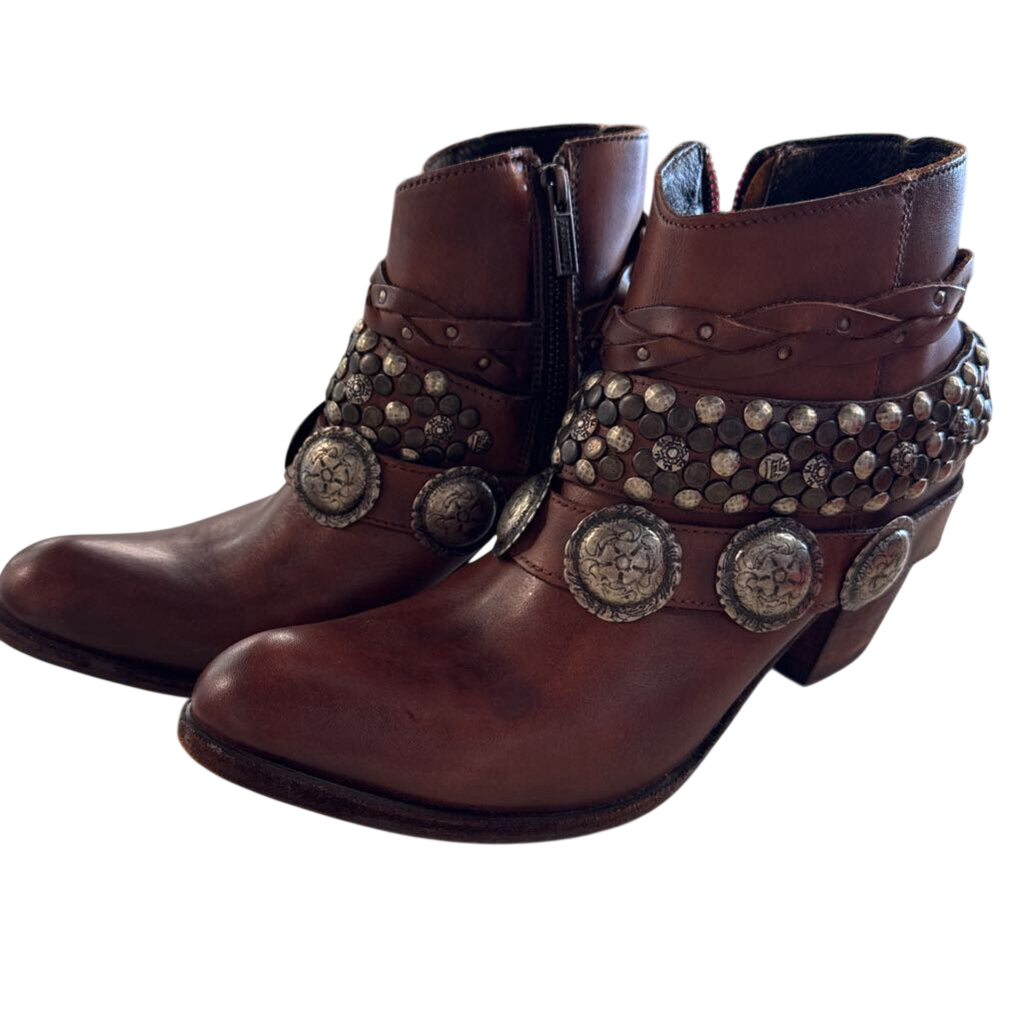 Liberty Black Brown Leather Western Ankle Boots 9