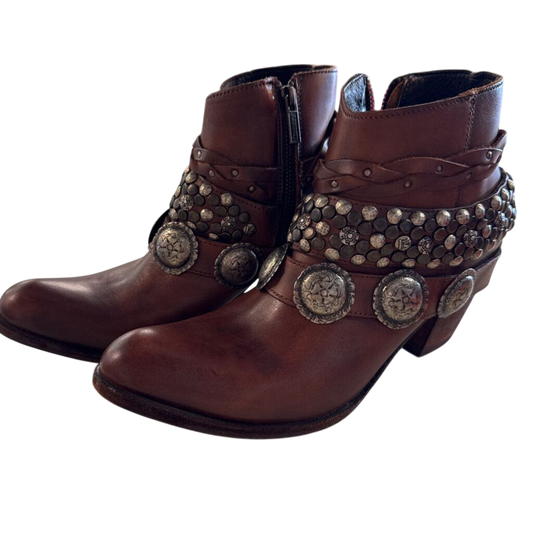Liberty Black Brown Leather Western Ankle Boots 9