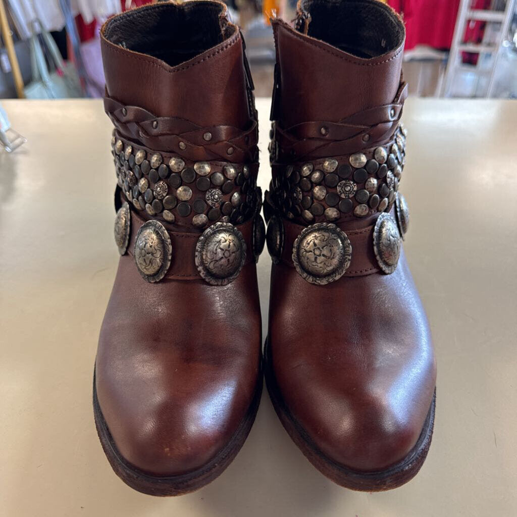 Liberty Black Brown Leather Western Ankle Boots 9