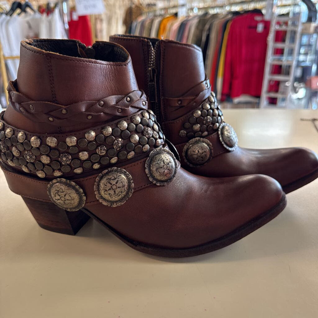 Liberty Black Brown Leather Western Ankle Boots 9