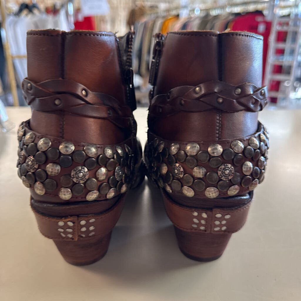 Liberty Black Brown Leather Western Ankle Boots 9
