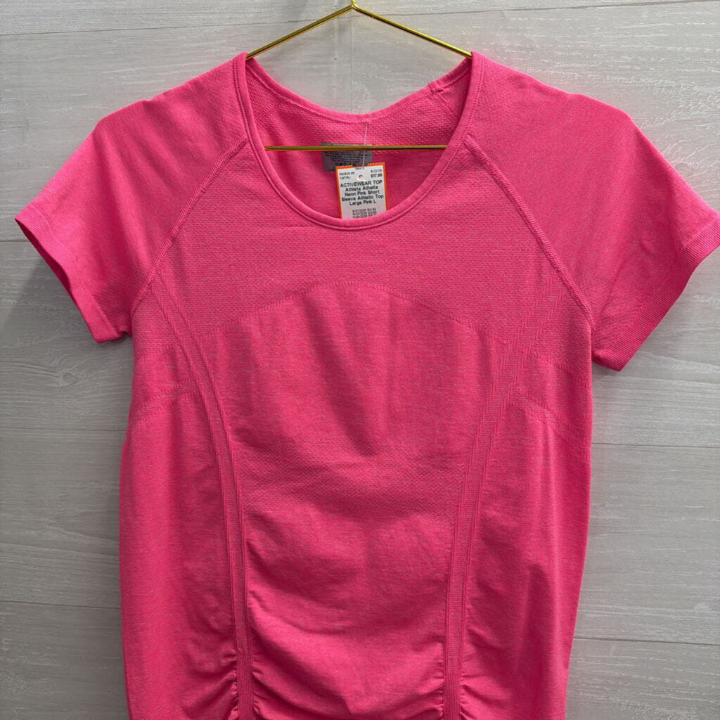 Athelta Neon Pink Short Sleeve Athletic Top Large
