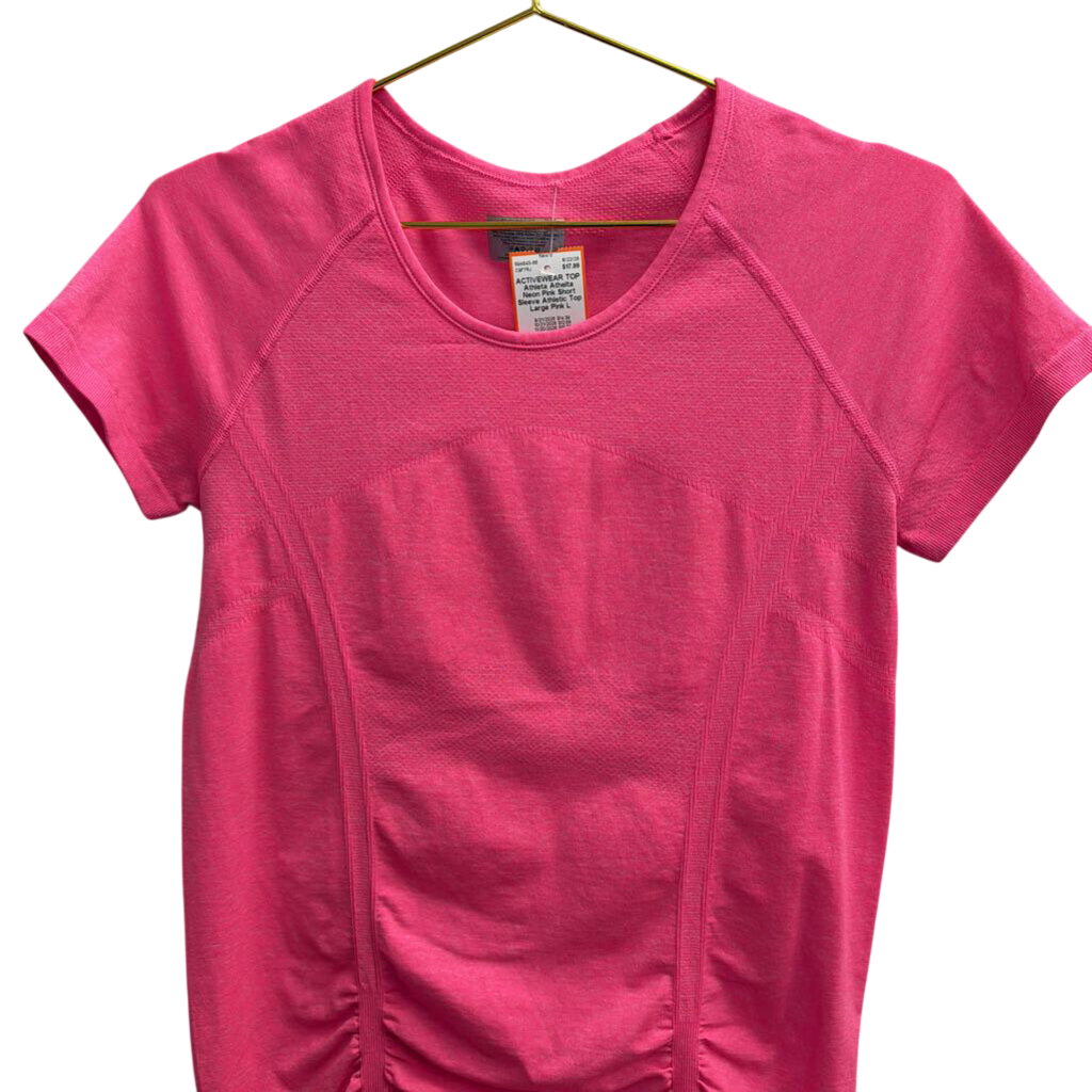 Athelta Neon Pink Short Sleeve Athletic Top Large