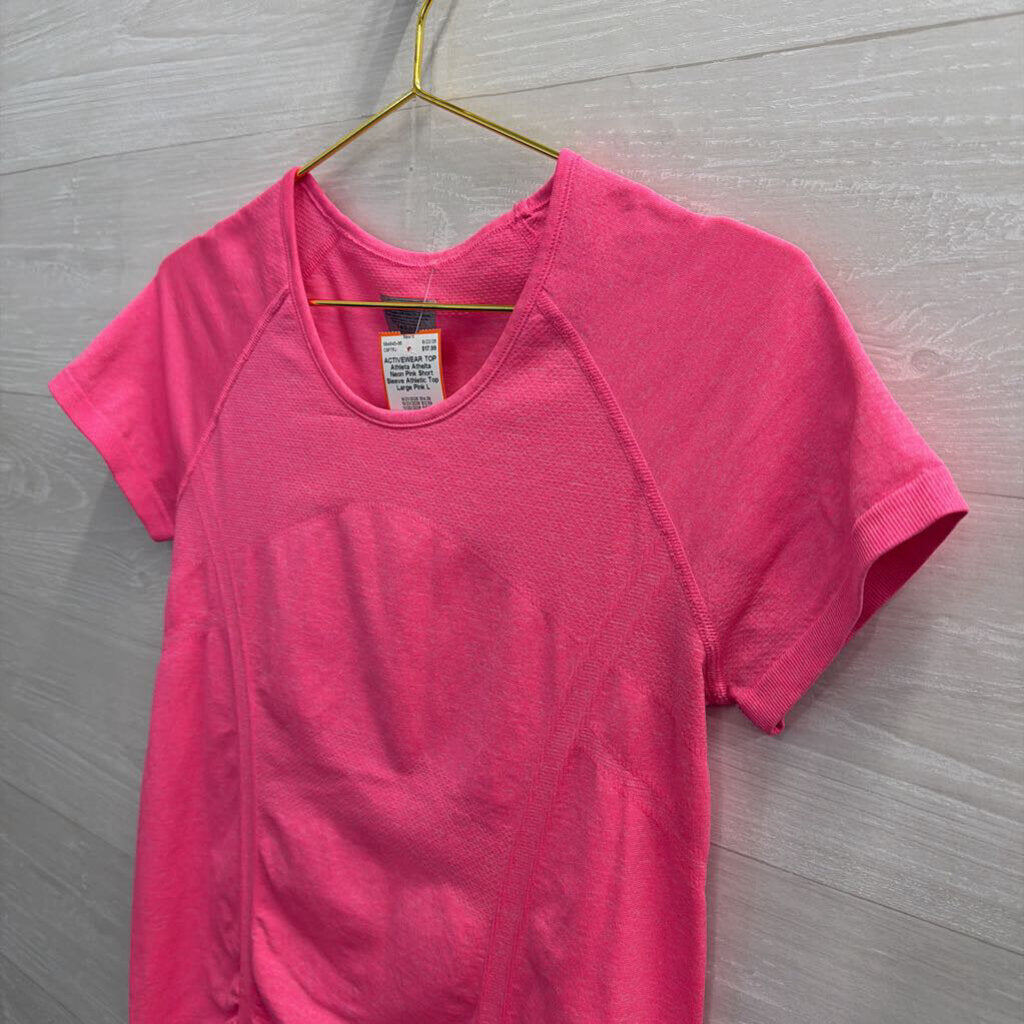 Athelta Neon Pink Short Sleeve Athletic Top Large