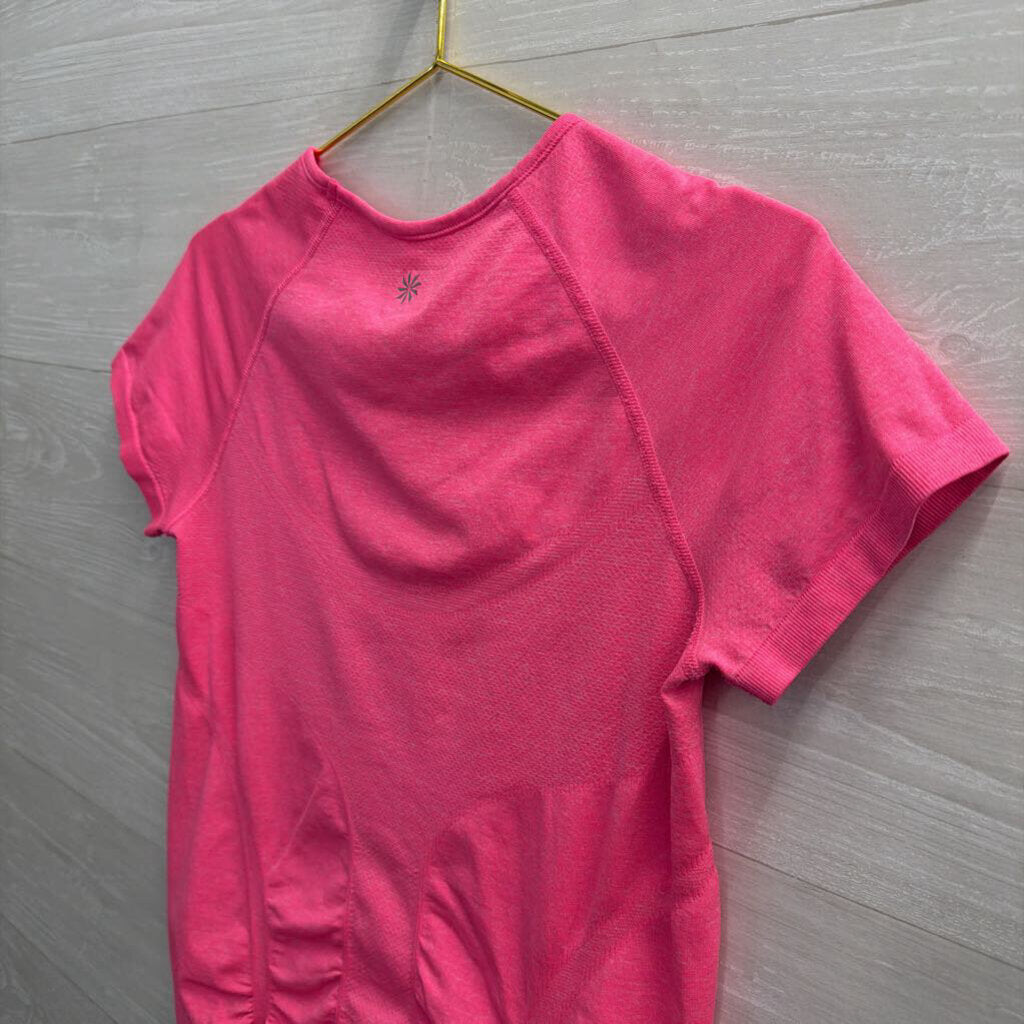 Athelta Neon Pink Short Sleeve Athletic Top Large