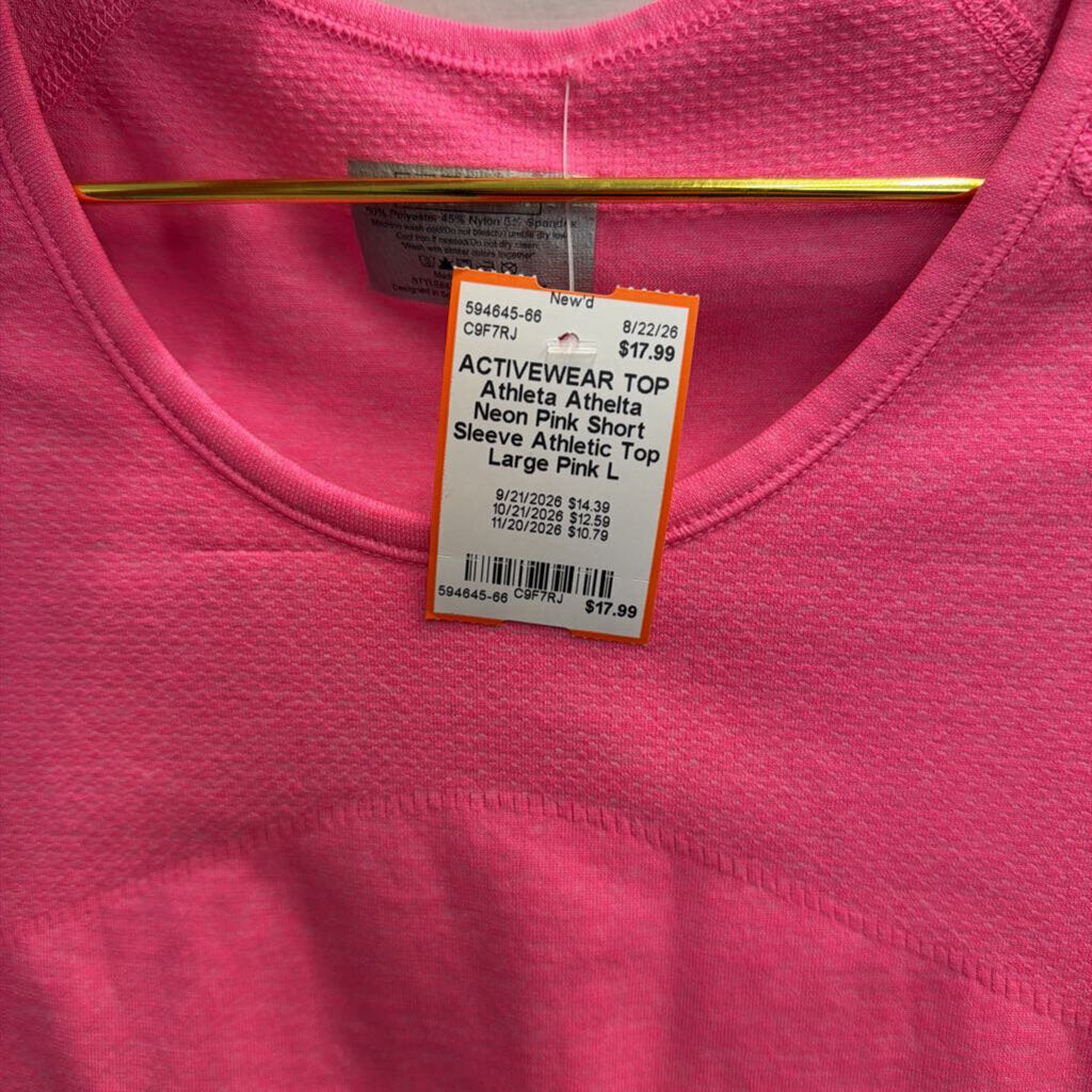 Athelta Neon Pink Short Sleeve Athletic Top Large