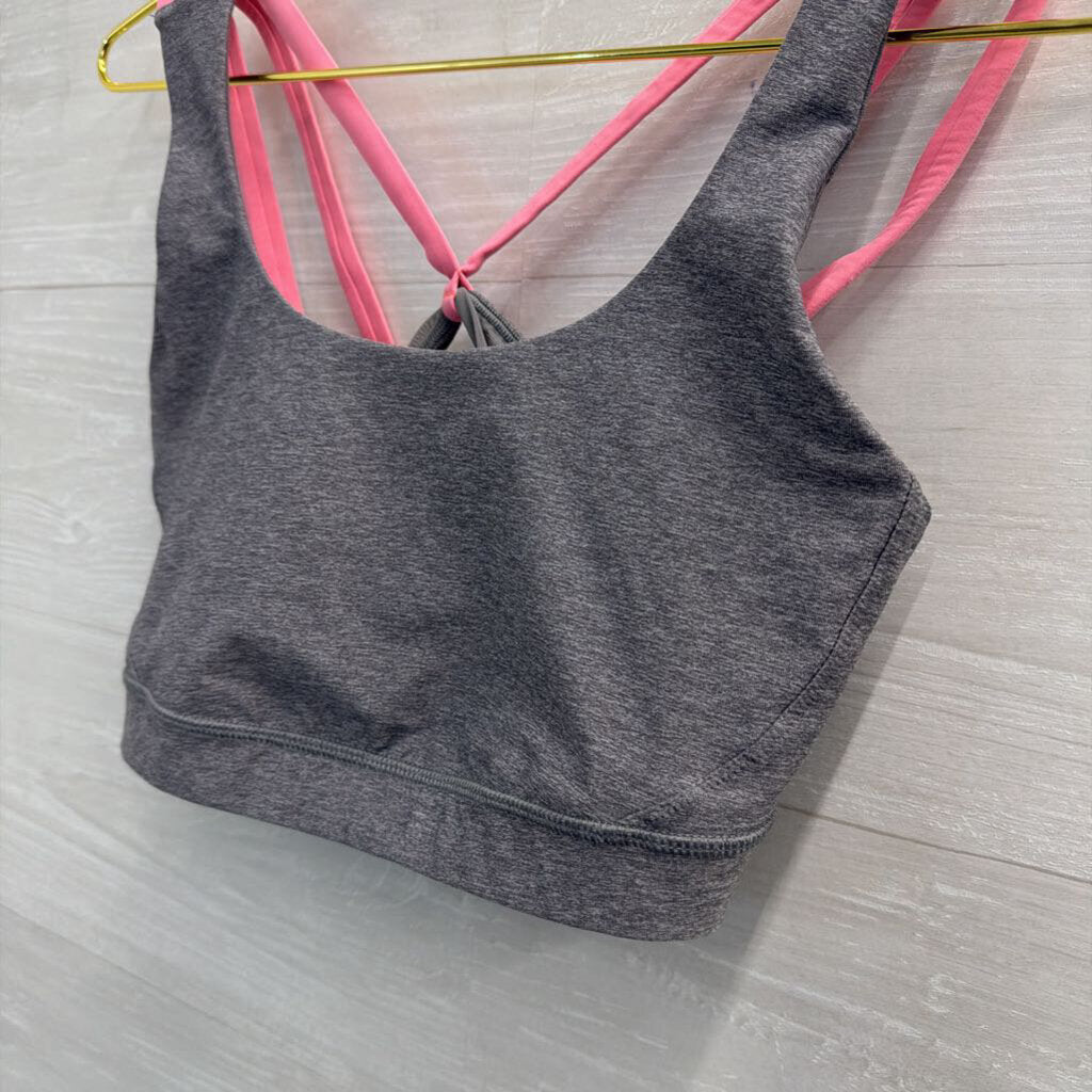 Lululemon Grey/ Pink Strappy Sports Bra 10
