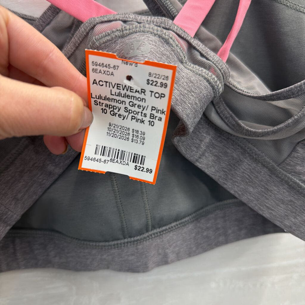 Lululemon Grey/ Pink Strappy Sports Bra 10