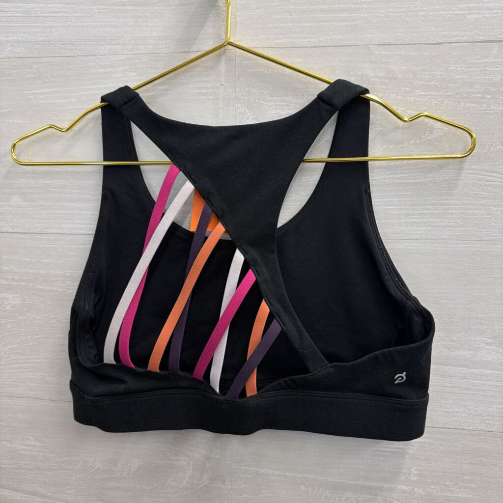 Peloton Black/ Multi Logo Sports Bra Medium