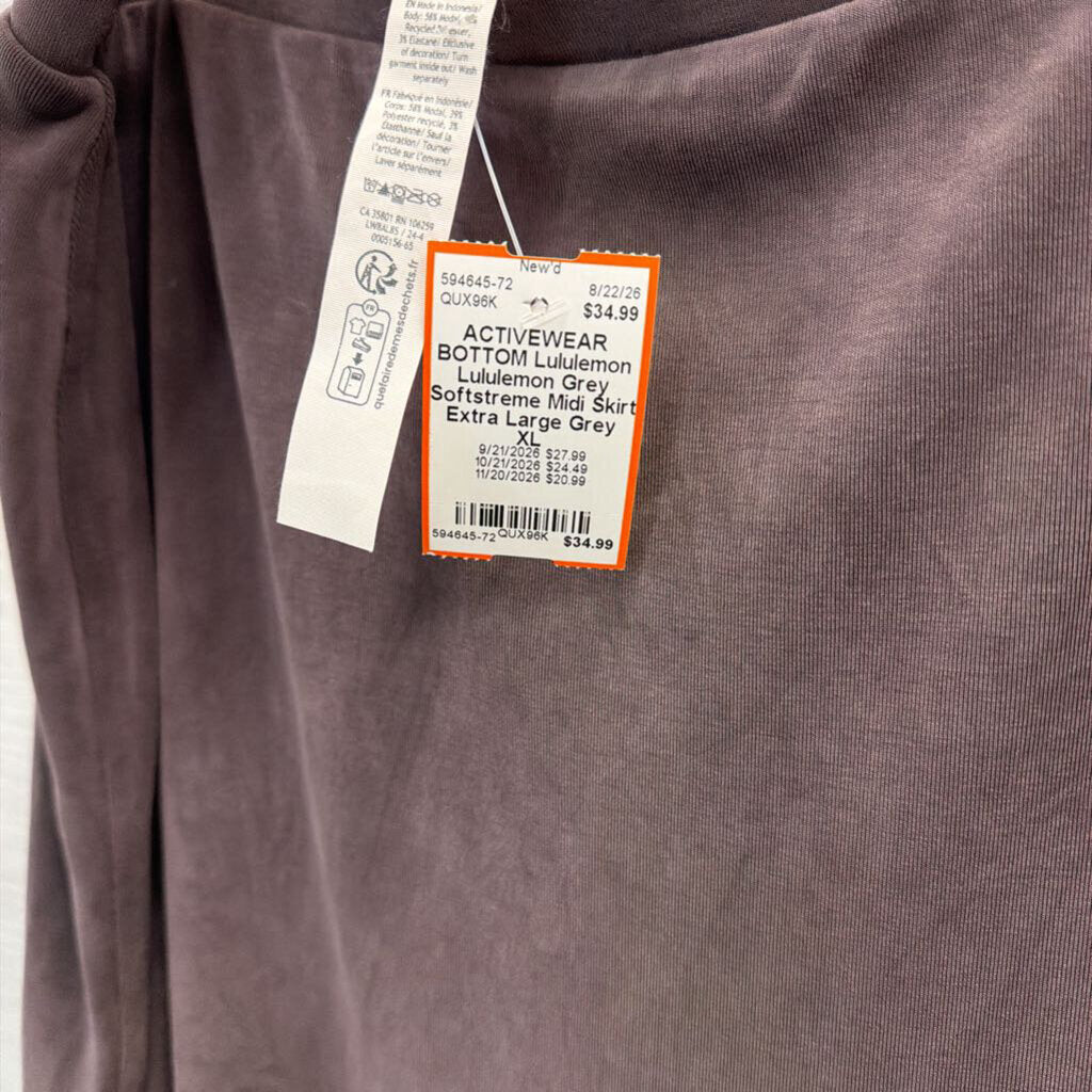 Lululemon Grey Softstreme Midi Skirt Extra Large