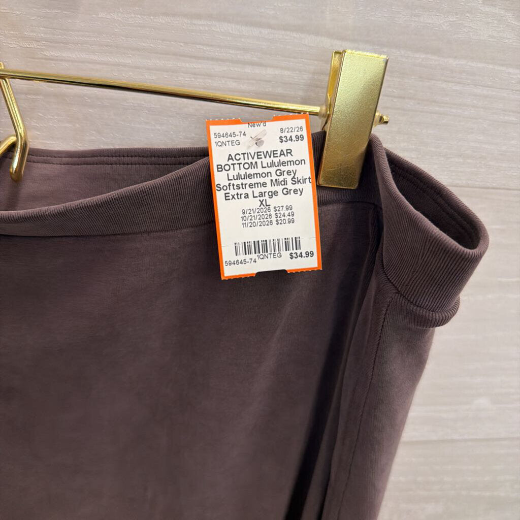 Lululemon Grey Softstreme Midi Skirt Extra Large