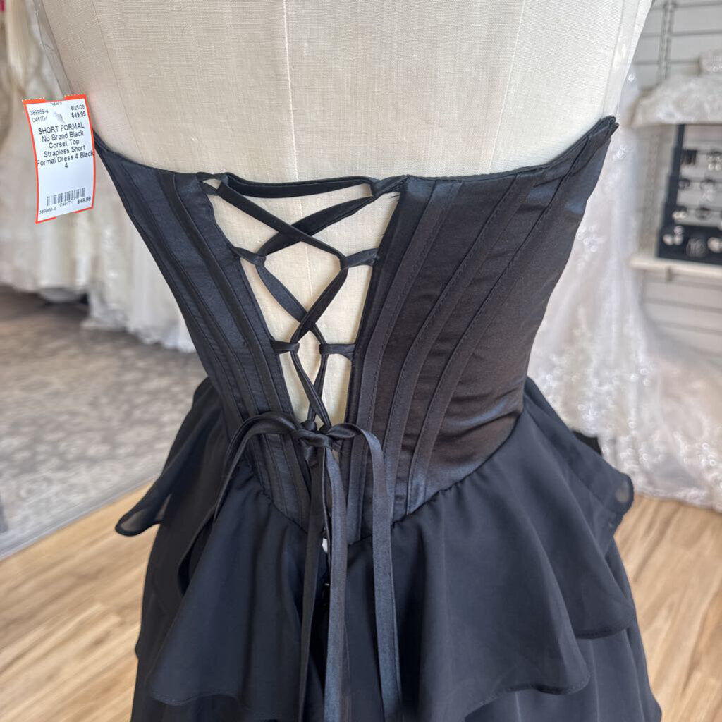 Black Corset Top Strapless Short Formal Dress 4