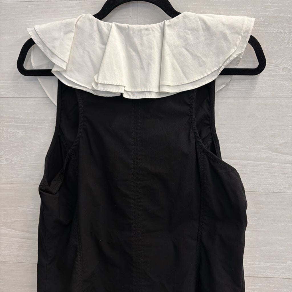 Anthropologie Black/ White Ruffle Sleeveless Top Large