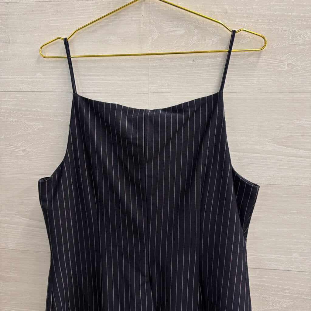 Sunday In Brooklyn Navy/ White Pin Striped Button Front Sleeveless Top Large
