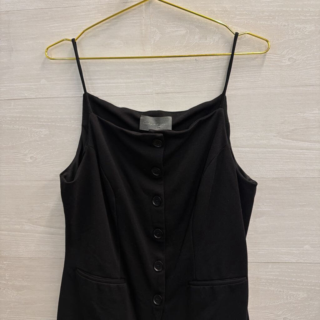 Sunday In Brooklyn Black Button Front Sleeveless Top Large