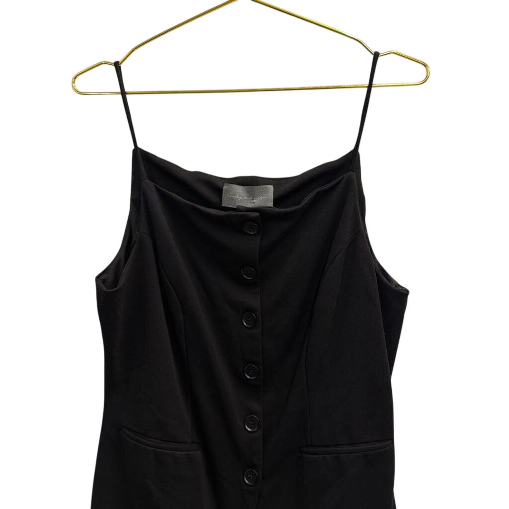 Sunday In Brooklyn Black Button Front Sleeveless Top Large