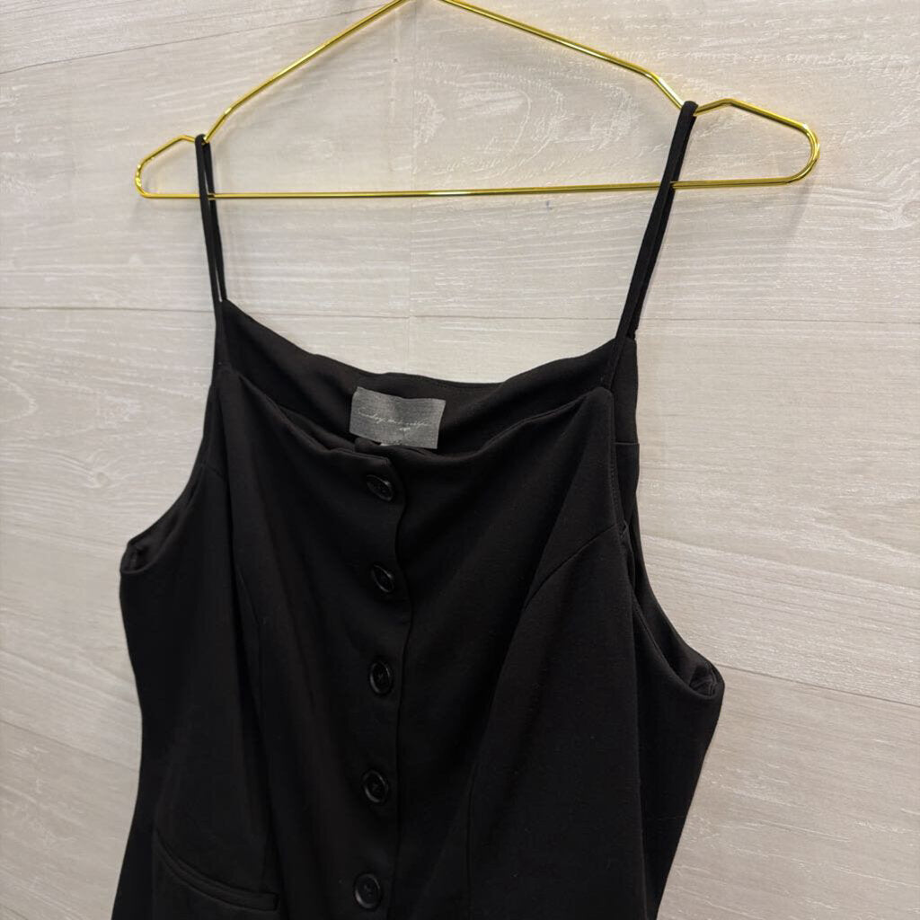 Sunday In Brooklyn Black Button Front Sleeveless Top Large