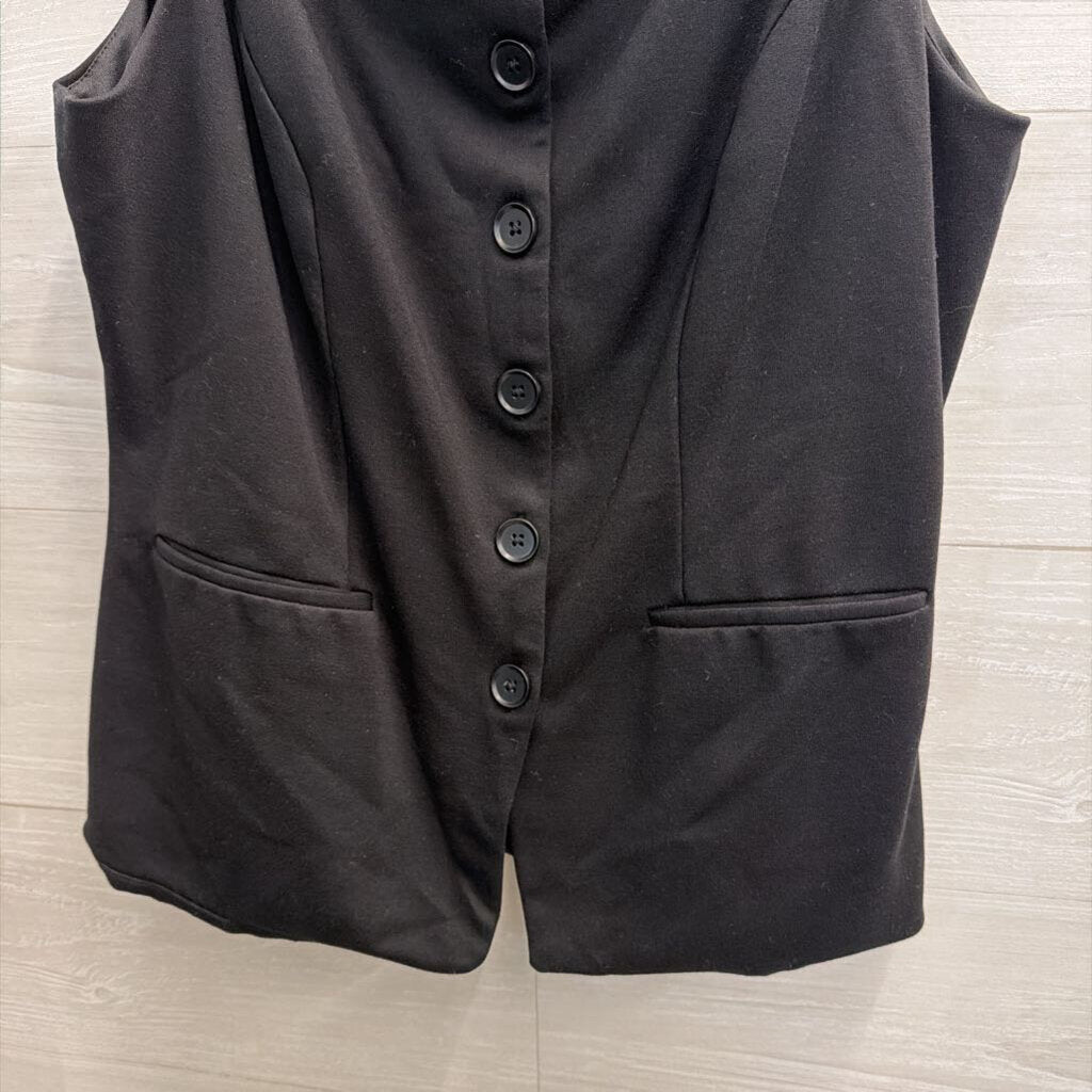 Sunday In Brooklyn Black Button Front Sleeveless Top Large