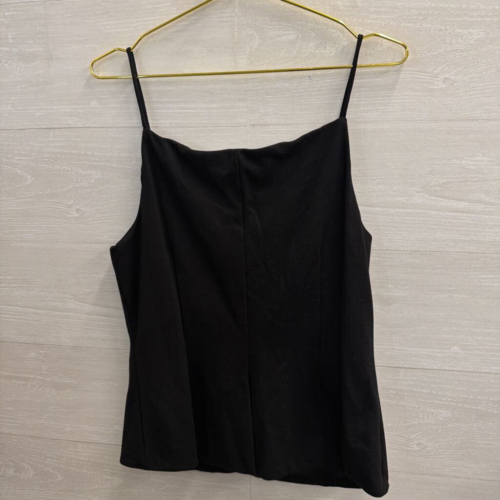 Sunday In Brooklyn Black Button Front Sleeveless Top Large