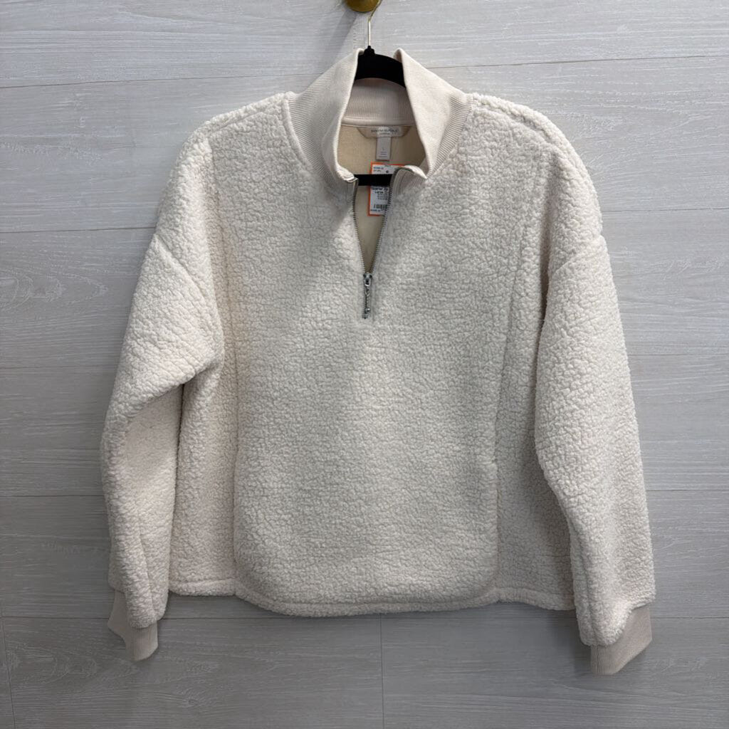 Banana Republic Cream Soft Luxespun Sherpa Quarter Zip Pullover Large