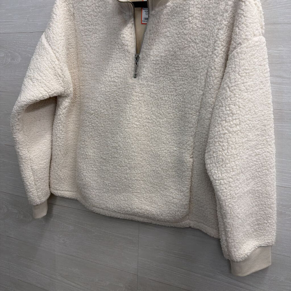 Banana Republic Cream Soft Luxespun Sherpa Quarter Zip Pullover Large