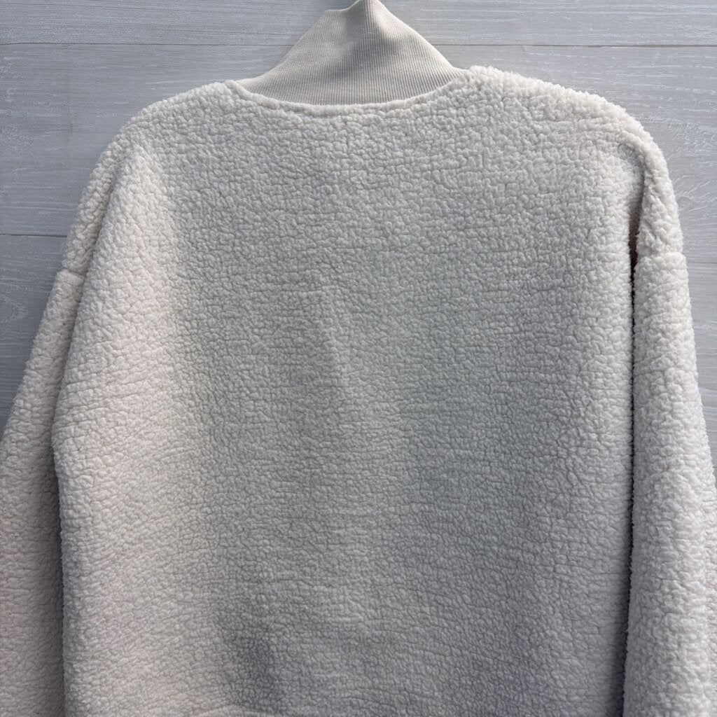 Banana Republic Cream Soft Luxespun Sherpa Quarter Zip Pullover Large