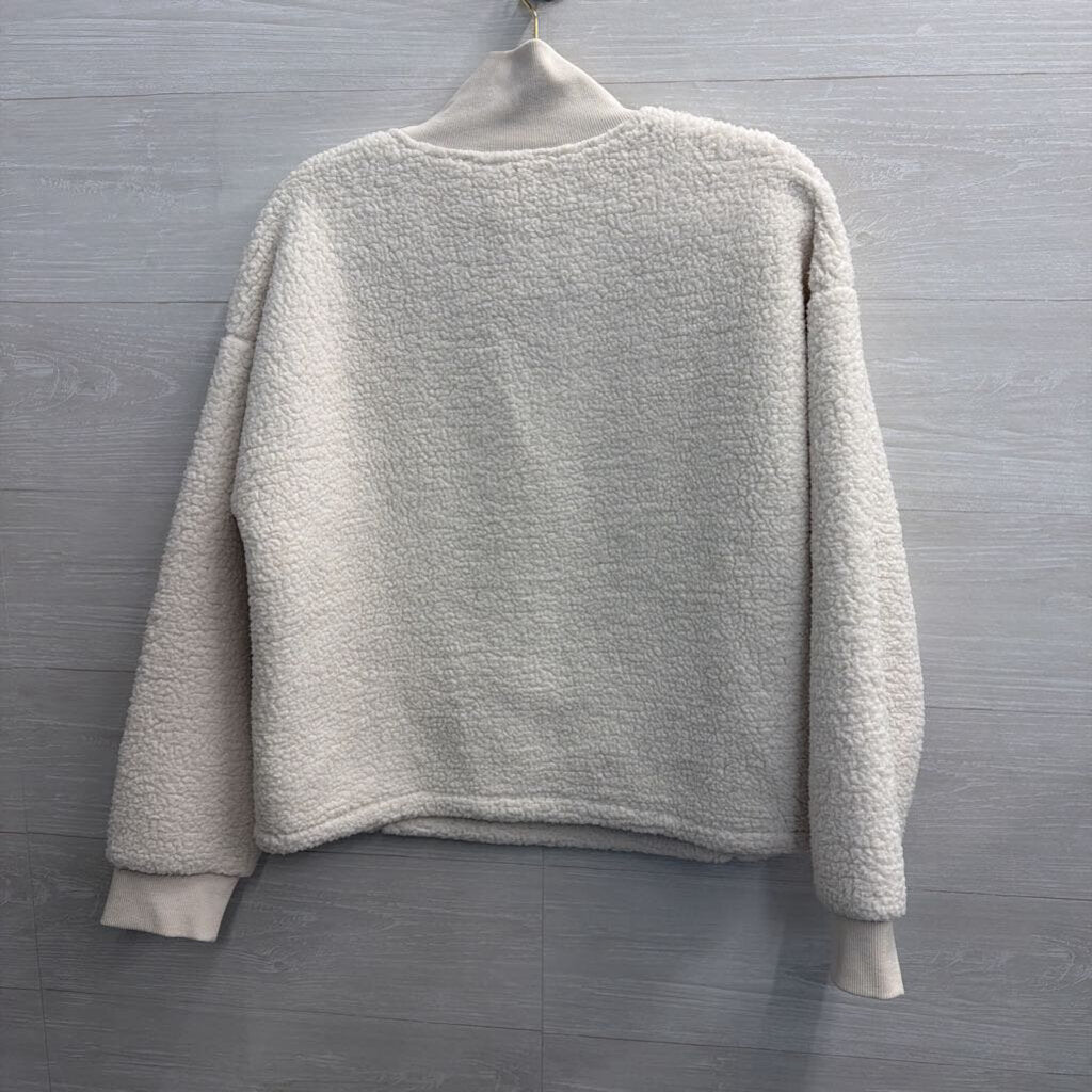 Banana Republic Cream Soft Luxespun Sherpa Quarter Zip Pullover Large