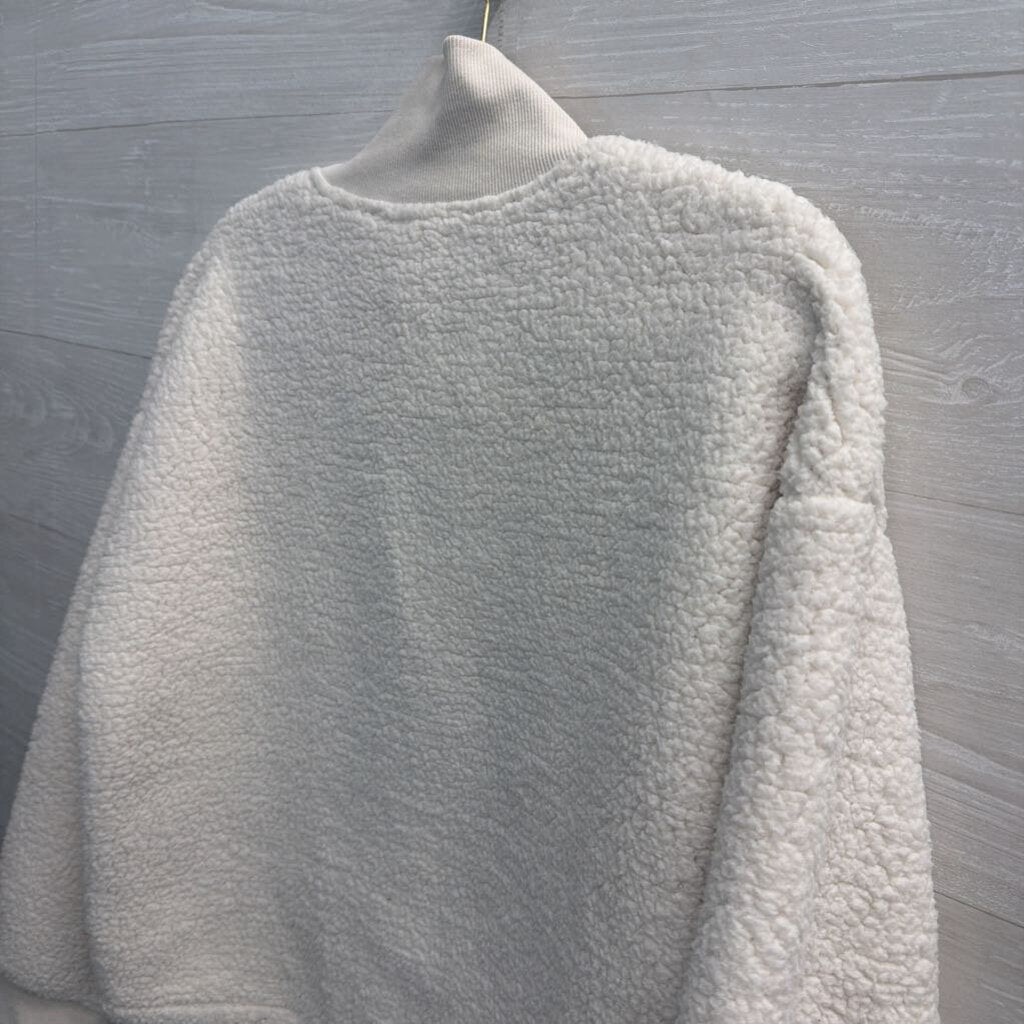 Banana Republic Cream Soft Luxespun Sherpa Quarter Zip Pullover Large