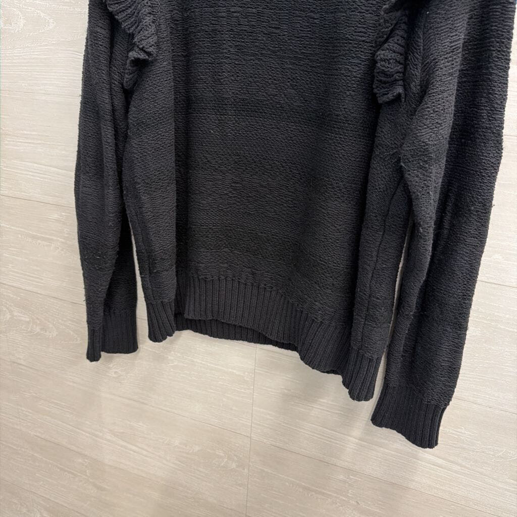Pilcro Black Knit Ruffle Detail Long Sleeve Sweater Top Extra Large